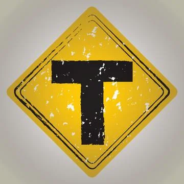 T Intersection Ahead Sign Stock Illustration