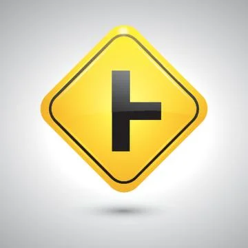 T intersection right sign イラスト素材