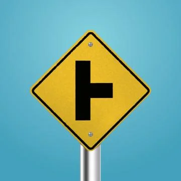 T intersection right signboard Ilustração Stock