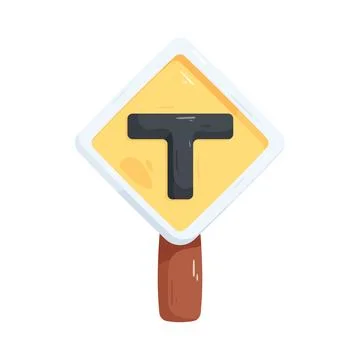 T-intersection road sign Stock Illustration