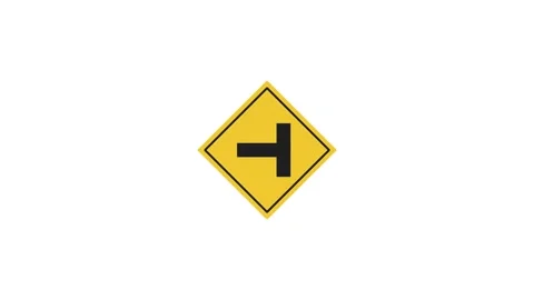 T Intersection Sign Icon Animation. Transparent background. 4K Video on whi.. Stock Footage 322966994