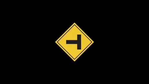 T Intersection Sign Icon Animation. Transparent background. 4K Video on bla.. Stock Footage 322967002