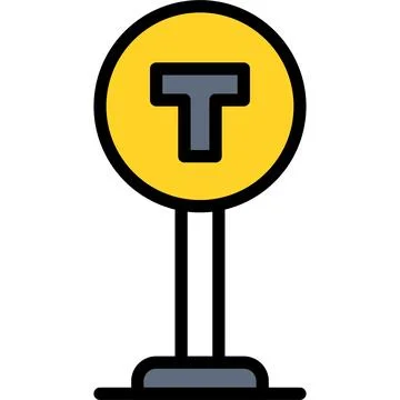 T Intersection sign icon, location map and navigation vector Illustrazione stock