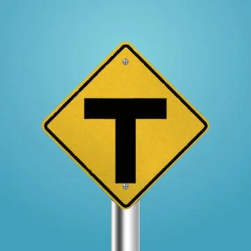 T intersection signboard イラスト素材