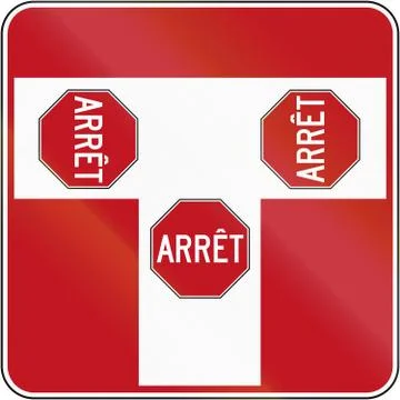 T Intersection With Stop in Canada Stock Illustration