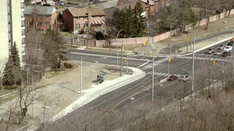 T - Intersection viewed from above Stock Footage 22555098