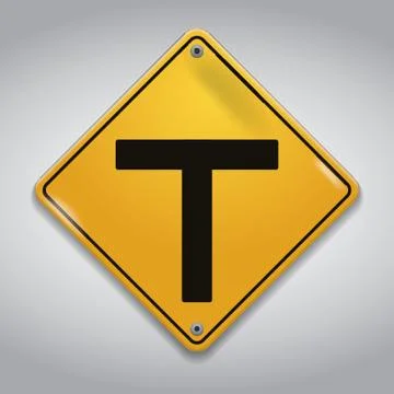 T Intersection Warning Sign Stock-Illustration