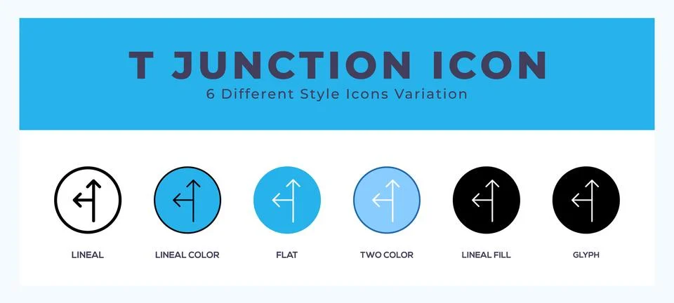 T junction set of vector icon. For web. and mobile app Stock Illustration