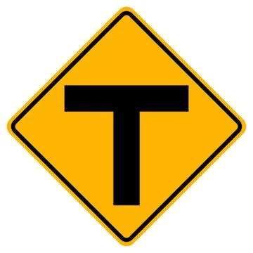 T-Junction Traffic Road Sign,Vector Illustration, Isolate On White Background Stock Illustration