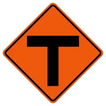 T-Junction Traffic Road Sign,Vector Illustration, Isolate On White Background Stock Illustration