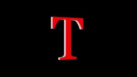 T letter logo loopable rotated red color black background Illustrazione stock
