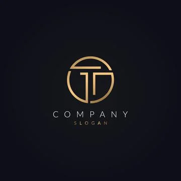 T Letter logo vector design Alphabet golden circle shape. Stock Illustration