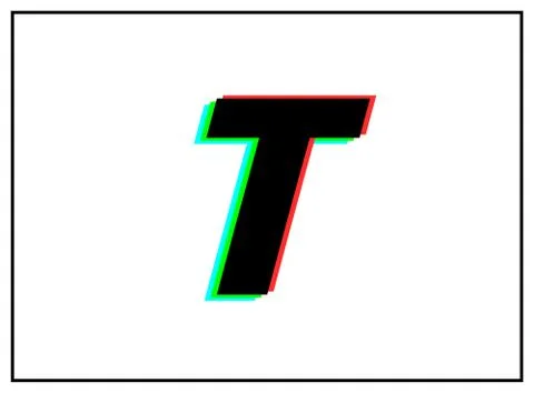 T letter logo, vector desing font .Dynamic, split-color, shadow of  number re Stock Illustration