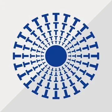 T letter patterns conceptual mandala vector illustration. T text texture Stock Illustration