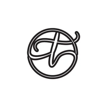 T letter script circle logo design vector Illustrazione stock