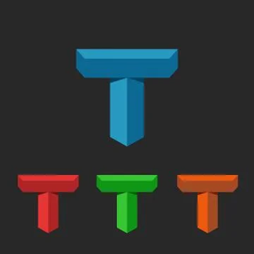 T logo 3D letter, creative mockup isometric icon for app, abstract colorful g Stock Illustration
