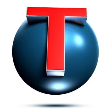T logo isolated on white background illustration 3D rendering with clipping p Stock Illustration