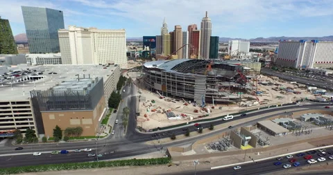 T-Mobile Arena being built construction drone 4k day Видео 148336257
