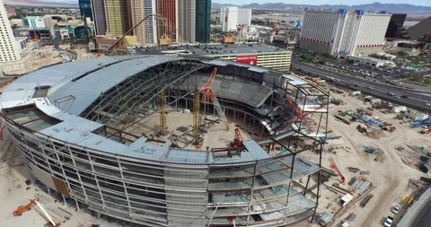 T-Mobile Arena being built construction drone 4k day Vidéo 148336656