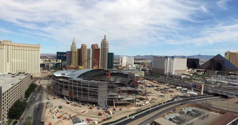 T-Mobile Arena being built construction drone 4k day Видео 148340281