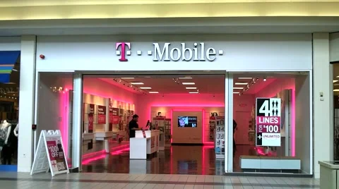 T Mobile storefront mall shopping center 스톡 동영상 48557093