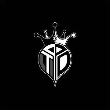T O circle monogram logo emblem style with clown crown shape vector decoratio Stock Illustration