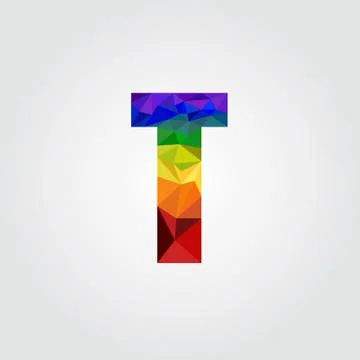 T Polygon alphabet colorful font style. Vector illustration Stock Illustration