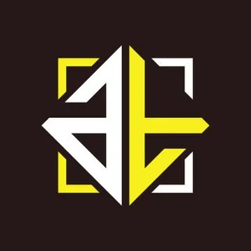 A T quadrangle monogram initials with square Stock Illustration