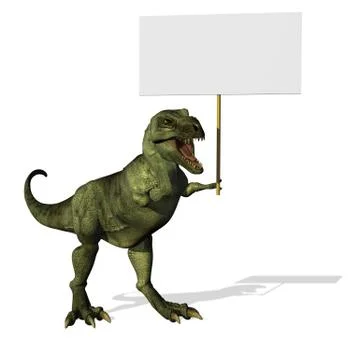 T-Rex with Blank Sign Stock Illustration