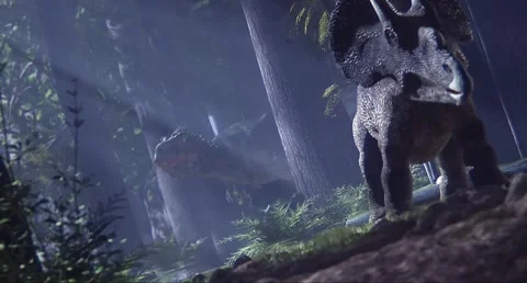T-rex dinosaur 3D animation hunting Stock Footage 241263589