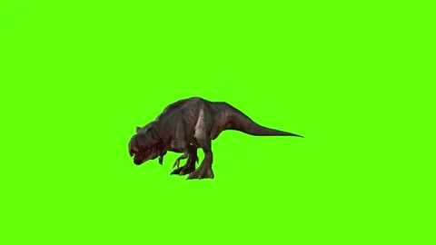 T-rex dinosaur momma bite close left green screen animation 3D rendering Stock Footage 280432283