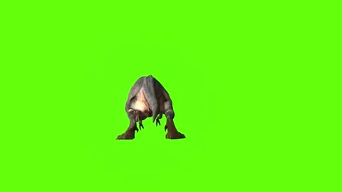 T-rex dinosaur momma bite close left green screen animation 3D rendering Stock Footage 280433139