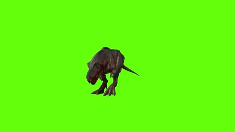 T-rex dinosaur momma bite step back forward green screen animation 3D rendering Stock Footage 280433182