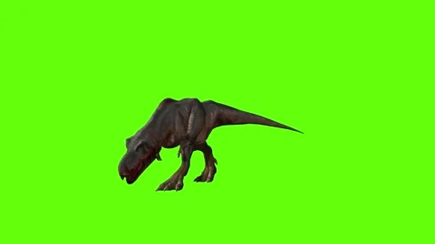 T-rex dinosaur momma chase bite green screen animation 3D rendering Stock Footage 280433219