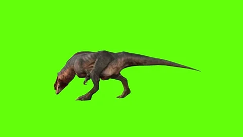 T-rex dinosaur momma chase bite right green screen animation 3D rendering Stock Footage 280433262