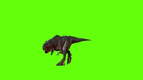 T-rex dinosaur momma chase roar green screen animation 3D rendering Stock Footage 280433510