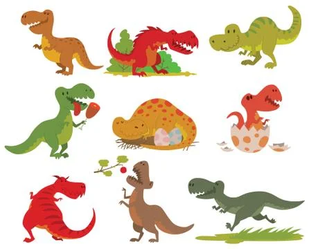 T-rex dinosaur vector set. Stock Illustration