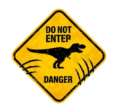 T Rex dinosaur warning sign, claw scratch marks Stock Illustration