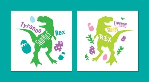T-Rex image set. Dinosaur silhouette isolated on white background Stock Illustration