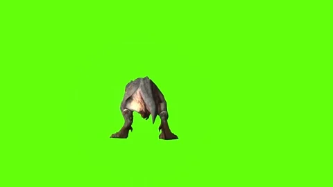 T-rex momma dinosaur head hit green screen animation 3D rendering Stock Footage 280645234
