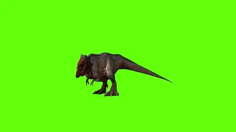 T-rex momma dinosaur hit tarso left green screen animation 3D rendering Stock Footage 280644816