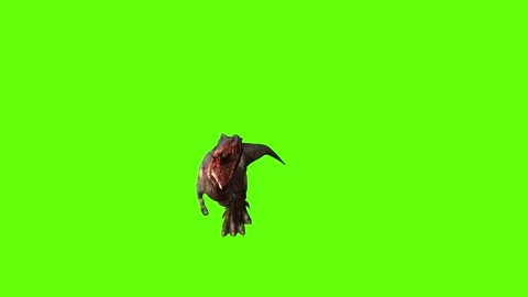 T-rex momma dinosaur hit leg move green screen animation 3D rendering Stock Footage 280646092