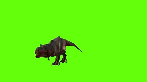 T-rex momma dinosaur hit leg move green screen animation 3D rendering Stock Footage 280646539