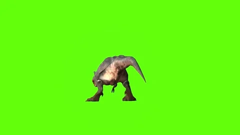 T-rex momma dinosaur idle attack green screen animation 3D rendering Video stock 280647400