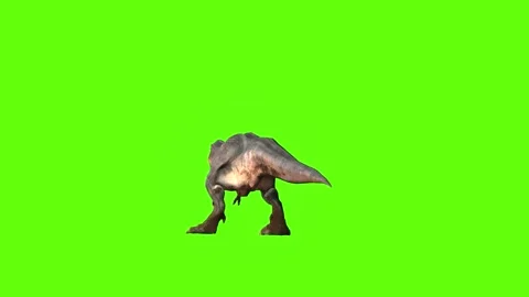 T-rex momma dinosaur idle investigate out green screen animation 3D render Stock Footage 280932724