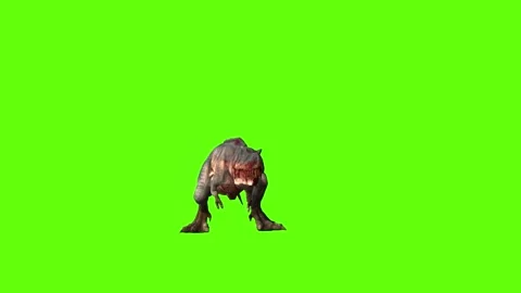 T-rex momma dinosaur look forward green screen animation 3D rendering Stock Footage 280932800