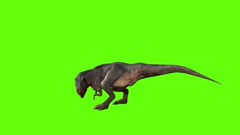 T-rex momma dinosaur look left green screen animation 3D rendering Stock Footage 280932813