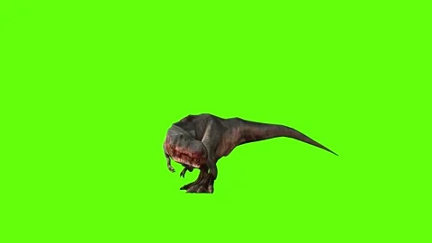 T-rex momma dinosaur look left green screen animation 3D rendering Stock Footage 280932816