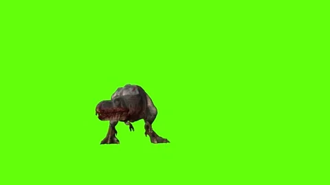 T-rex momma dinosaur look right green screen animation 3D rendering Stock Footage 280932865