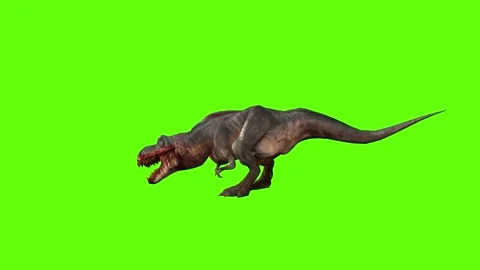 T-rex momma dinosaur mama cave bite out green screen animation 3D render Stock Footage 280932911